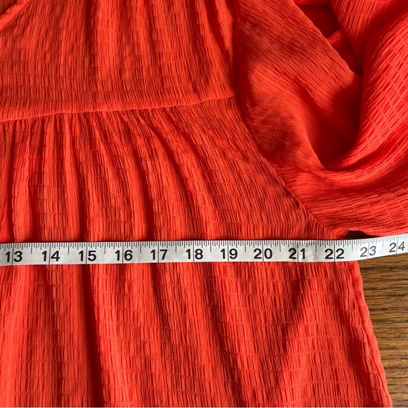 Sanctuary Wide Sleeve Blood Orange Women’s Blouse V-neck Elastic Cuffs Size M - Picture 7 of 10